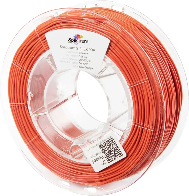 Spectrum Filaments 80251 S-Flex 90A Filament Flexibles Filament flexibel, chemisch beständig, verzugsfrei 1.75 mm 250 g lion orange, Orange 1 St. von Spectrum Filaments – Produktfoto