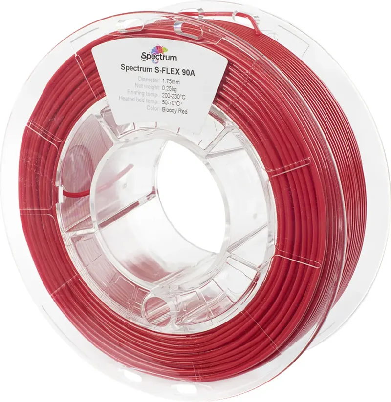 Spectrum Filaments 80252 S-Flex 90A Filament Flexibles Filament flexibel, chemisch beständig, verzugsfrei 1.75 mm 250 g bloody red, Rot 1 St. von Spectrum Filaments – Produktfoto