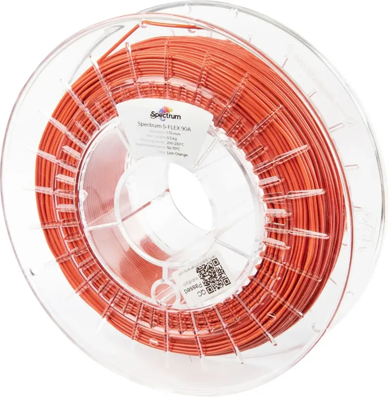 Spectrum Filaments 80258 S-Flex 90A Filament Flexibles Filament flexibel, chemisch beständig, verzugsfrei 1.75 mm 500 g lion orange, Orange 1 St. von Spectrum Filaments – Produktfoto