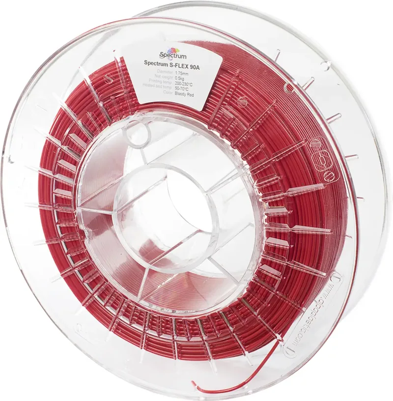 Spectrum Filaments 80259 S-Flex 90A Filament Flexibles Filament flexibel, chemisch beständig, verzugsfrei 1.75 mm 500 g bloody red, Rot 1 St. von Spectrum Filaments – Produktfoto