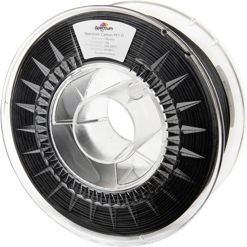 Spectrum Filaments 80468 PET-G Carbon Filament PETG Compound Koolstofvezelversterkt, Mat 1.75 mm 1000 g Zwart, Carbon 1 van Spectrum Filaments in Kleurloos – productfoto 1 van 2