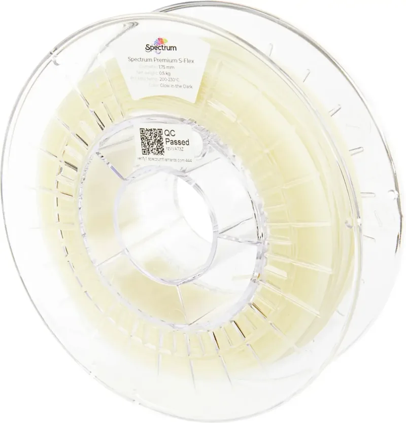 Spectrum Filaments 80470 S-Flex 90A Glow in the Dark Filament Flexibles Filament flexibel, chemisch beständig, verzugsfrei, nachleuchtend 1.75 mm 500 g Glow von Spectrum Filaments – Produktfoto