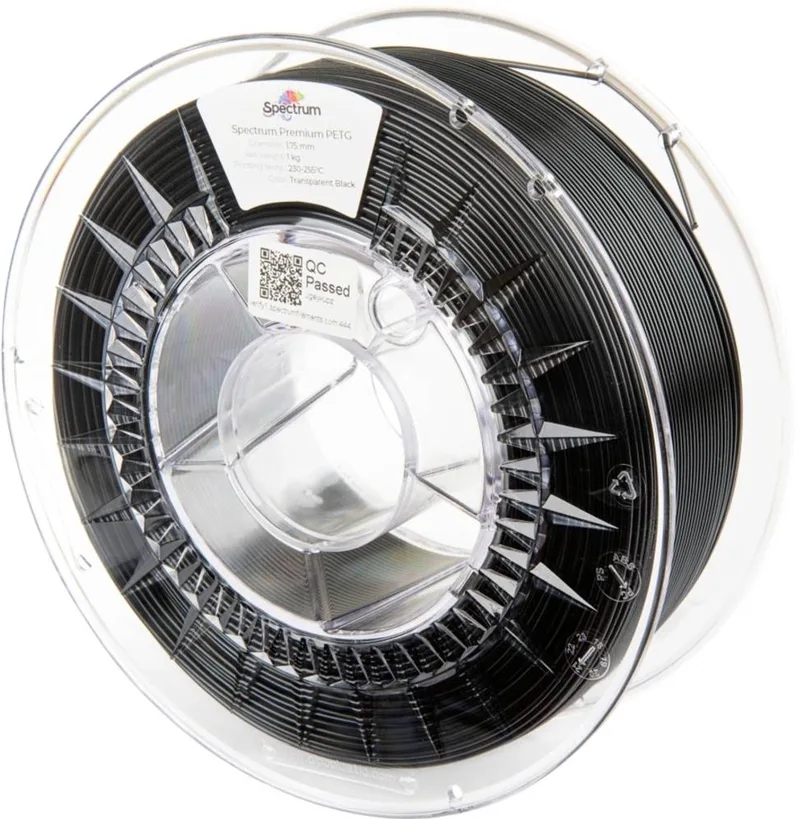 Spectrum Filaments 80473 PET-G Premium Filament PETG Chemisch bestendig, Slagvast 1.75 mm 1000 g Transparant, Zwart 1 s van Spectrum Filaments in Kleurloos – productfoto 1 van 2