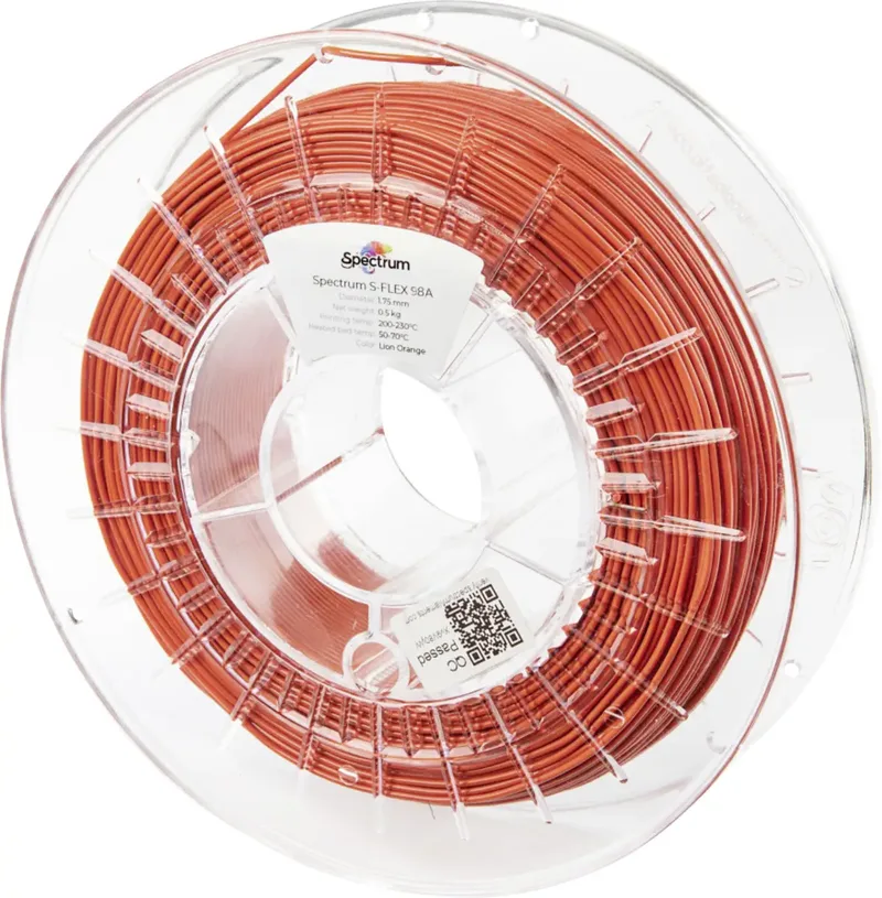 Spectrum Filaments 80517 S-Flex 98A Filament Flexibles Filament flexibel, chemisch beständig, verzugsfrei 1.75 mm 500 g lion orange, Orange 1 St. von Spectrum Filaments – Produktfoto