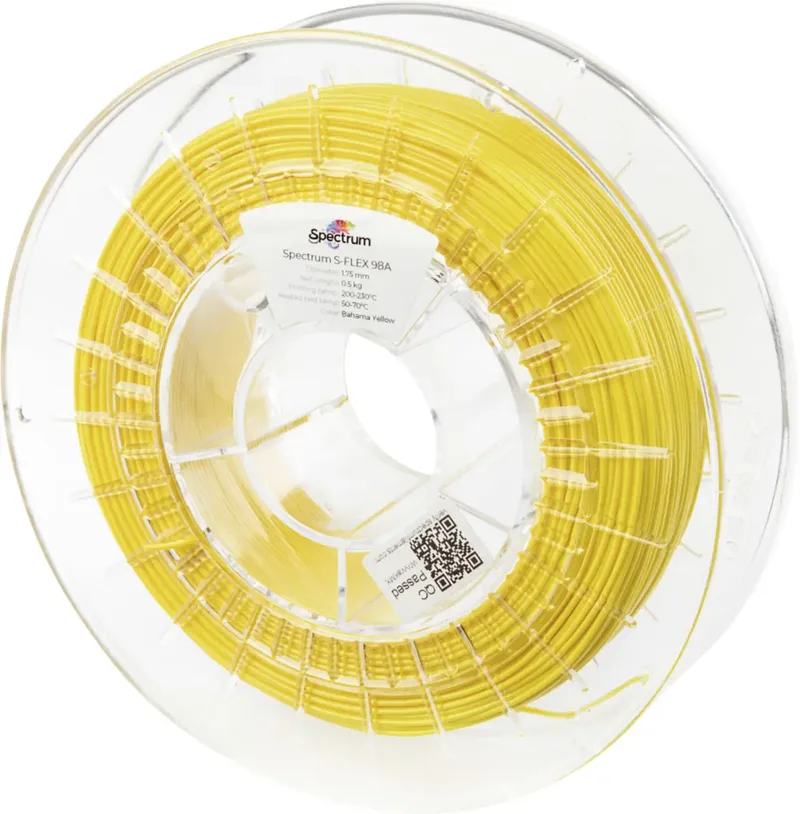 Spectrum Filaments 80519 S-Flex 98A Filament Flexibles Filament flexibel, chemisch beständig, verzugsfrei 1.75 mm 500 g bahama yellow, Gelb 1 St. von Spectrum Filaments – Produktfoto
