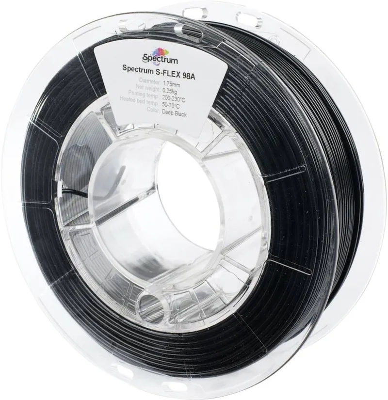 Spectrum Filaments 80523 S-Flex 98A Filament TPU Flexibel 1.75 mm 250 g Deep black, Zwart 1 stuk(s) van Spectrum Filaments in Kleurloos – productfoto 1 van 2