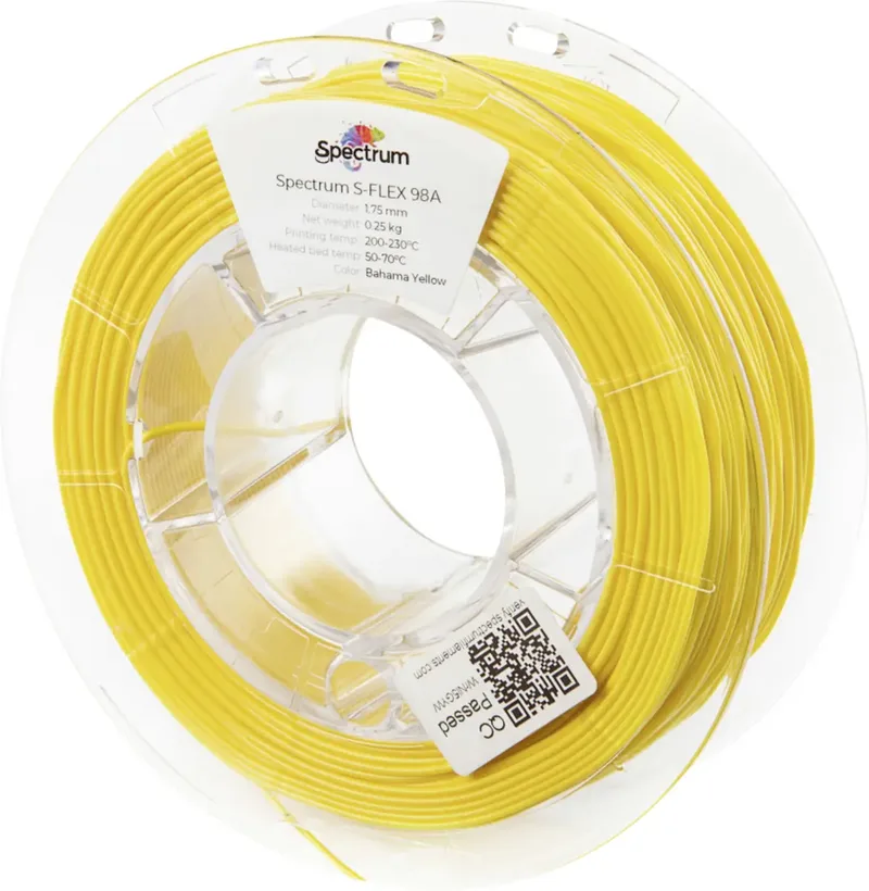 Spectrum Filaments 80524 S-Flex 98A Filament Flexibles Filament flexibel, chemisch beständig, verzugsfrei 1.75 mm 250 g bahama yellow, Gelb 1 St. von Spectrum Filaments – Produktfoto