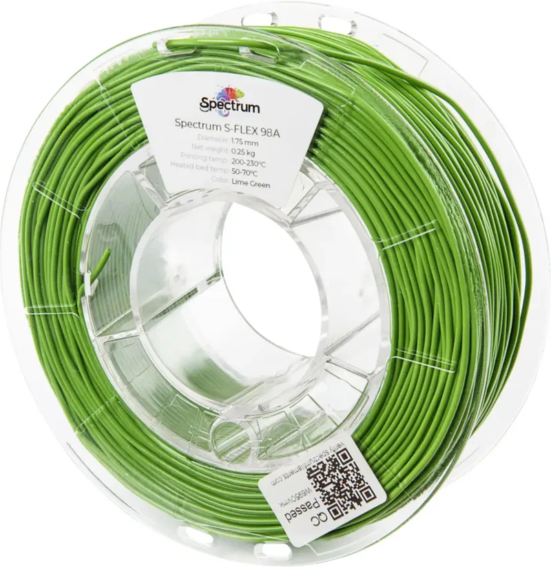 Spectrum Filaments 80527 S-Flex 98A Filament Flexibles Filament flexibel, chemisch beständig, verzugsfrei 1.75 mm 250 g lime green, Grün 1 St. von Spectrum Filaments – Produktfoto