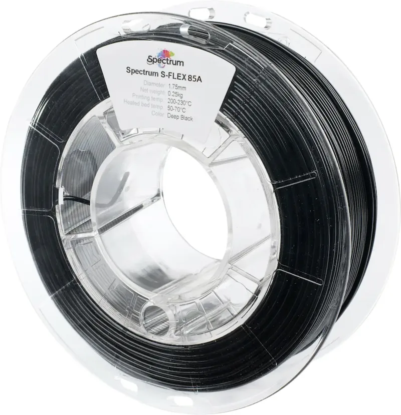 Spectrum Filaments 80567 S-Flex 85A Filament Flexibles Filament flexibel, chemisch beständig, schlagfest, verzugsfrei 1.75 mm 250 g Deep Black, Schwarz 1 St. von Spectrum Filaments – Produktfoto