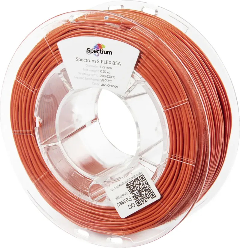 Spectrum Filaments 80569 S-Flex 85A Filament Flexibles Filament flexibel, chemisch beständig, schlagfest, verzugsfrei 1.75 mm 250 g lion orange, Orange 1 St. von Spectrum Filaments – Produktfoto