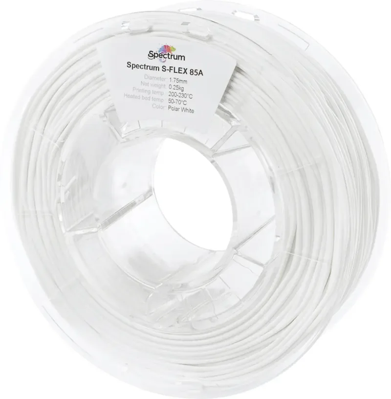 Spectrum Filaments 80571 S-Flex 85A Filament Flexibles Filament flexibel, chemisch beständig, schlagfest, verzugsfrei 1.75 mm 250 g polar white, Weiß 1 St. von Spectrum Filaments – Produktfoto
