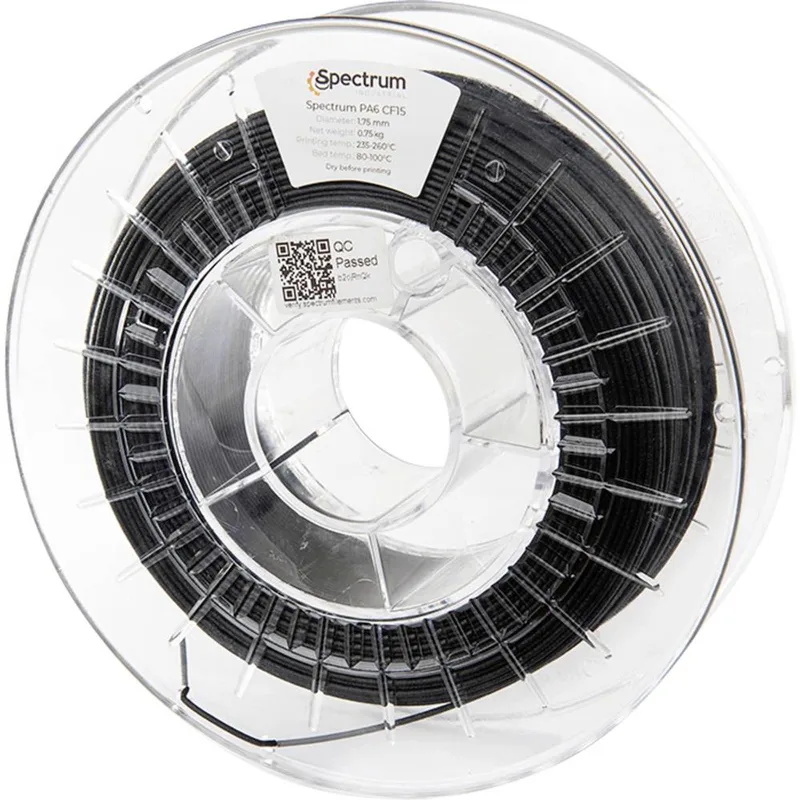 Spectrum Filaments 80584 PA6 CF15 Filament PA6, PA6-CF15 (koolstof) Koolstofvezelversterkt, Mat, Slagvast, Hittebestend van Spectrum Filaments in Kleurloos – productfoto 1 van 2