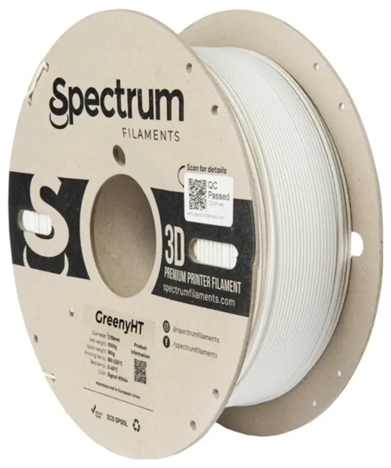 Spectrum Filaments 80700 GreenyHT Filament PLA hitzebeständig, hohe Steifigkeit, Matt 1.75 mm 1000 g Signal White, Signal-Weiß, Weiß 1 St. von Spectrum Filaments – Produktfoto