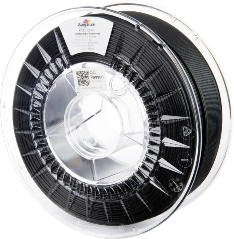 Spectrum Filaments 80717 PCTG CF10 Filament PCTG+CF Kohlefaserverstärkt, hohe Steifigkeit, hohe Zugfestigkeit, chemisch beständig, Matt 1.75 mm 1000 g Schwarz von Spectrum Filaments – Produktfoto