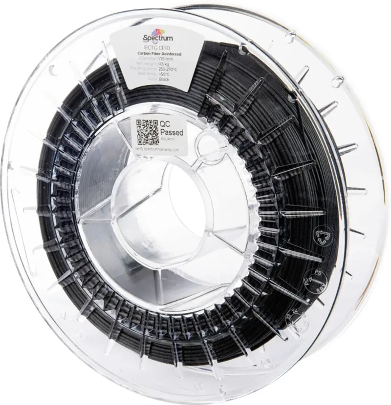 Spectrum Filaments 80727 PCTG CF10 Filament PCTG+CF Kohlefaserverstärkt, hohe Steifigkeit, hohe Zugfestigkeit, chemisch beständig, Matt 1.75 mm 500 g Schwarz 1 von Spectrum Filaments – Produktfoto