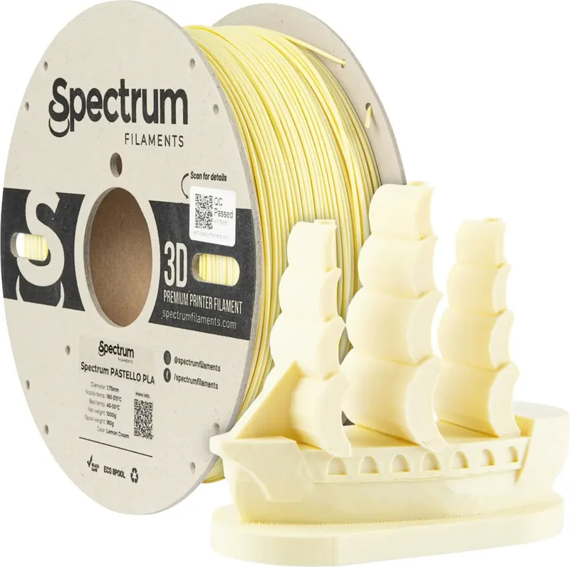 Spectrum Filaments 80729 Pastello PLA Filament PLA Matt 1.75 mm 1000 g lemon cream, Gelb, Pastell 1 St. von Spectrum Filaments – Produktfoto