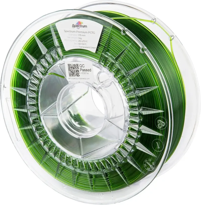 Spectrum Filaments 80735 Premium PCTG Filament PCTG chemisch beständig, geruchsarm 1.75 mm 1000 g Transparent Green, Grün 1 St. von Spectrum Filaments – Produktfoto