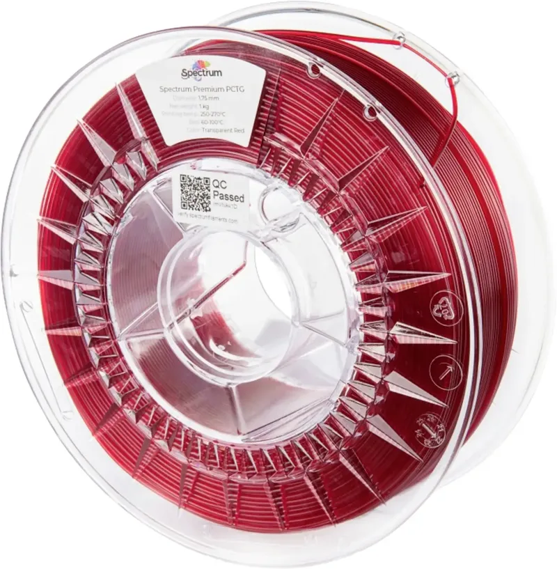Spectrum Filaments 80738 Premium PCTG Filament PCTG chemisch beständig, geruchsarm 1.75 mm 1000 g Transparent Red, Rot 1 St. von Spectrum Filaments – Produktfoto