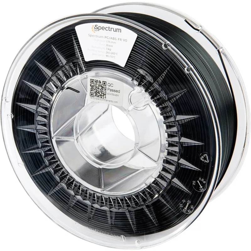 Spectrum Filaments 81011 PC/ABS FR V0 Filament PC-ABS Vlamvertragend, Hittebestendig 1.75 mm 1000 g Zwart, Black 1 stuk van Spectrum Filaments in Kleurloos – productfoto 1 van 2