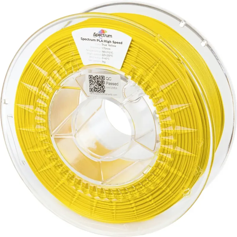 Spectrum Filaments 81050 PLA High Speed Filament PLA Highspeed Filament, hohe Steifigkeit, hohe Zugfestigkeit 1.75 mm 1000 g True Yellow, Gelb 1 St. von Spectrum Filaments – Produktfoto