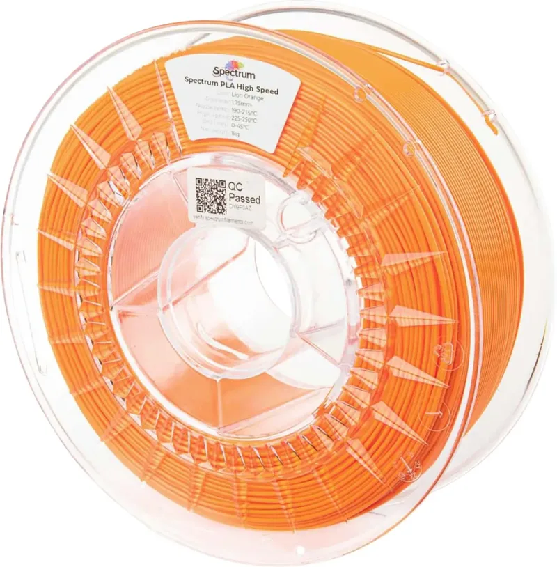 Spectrum Filaments 81052 PLA High Speed Filament PLA Highspeed Filament, hohe Steifigkeit, hohe Zugfestigkeit 1.75 mm 1000 g lion orange, Orange 1 St. von Spectrum Filaments – Produktfoto