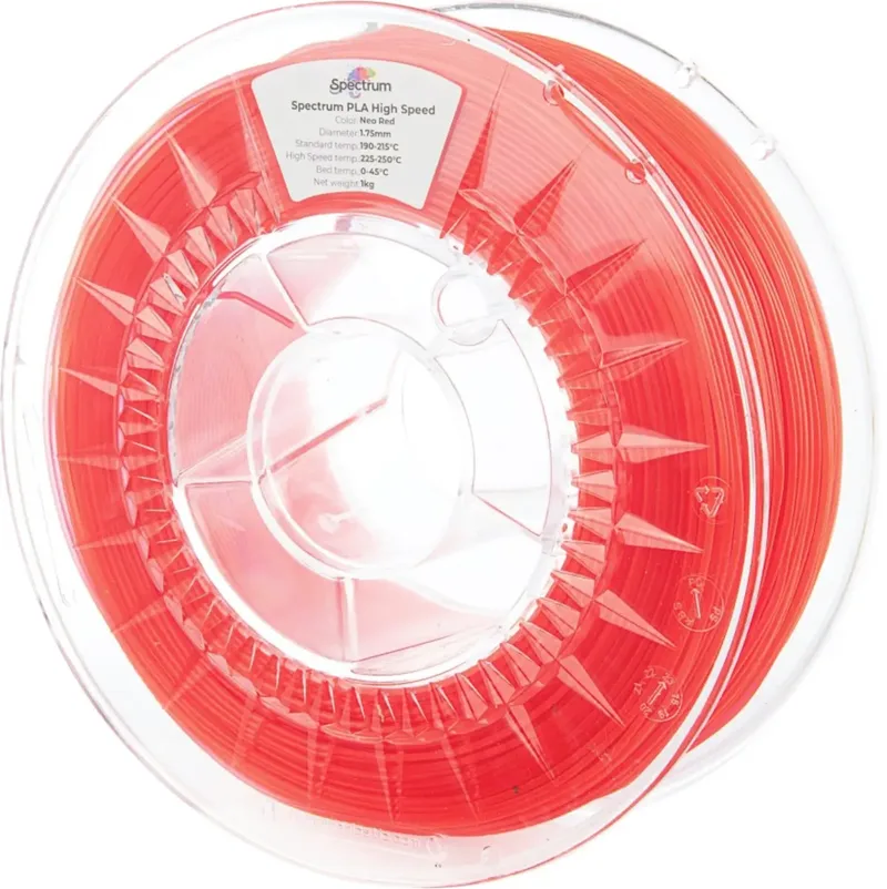 Spectrum Filaments 81053 PLA High Speed Filament PLA Highspeed Filament, hohe Steifigkeit, hohe Zugfestigkeit 1.75 mm 1000 g Neo Red, Rot 1 St. von Spectrum Filaments – Produktfoto