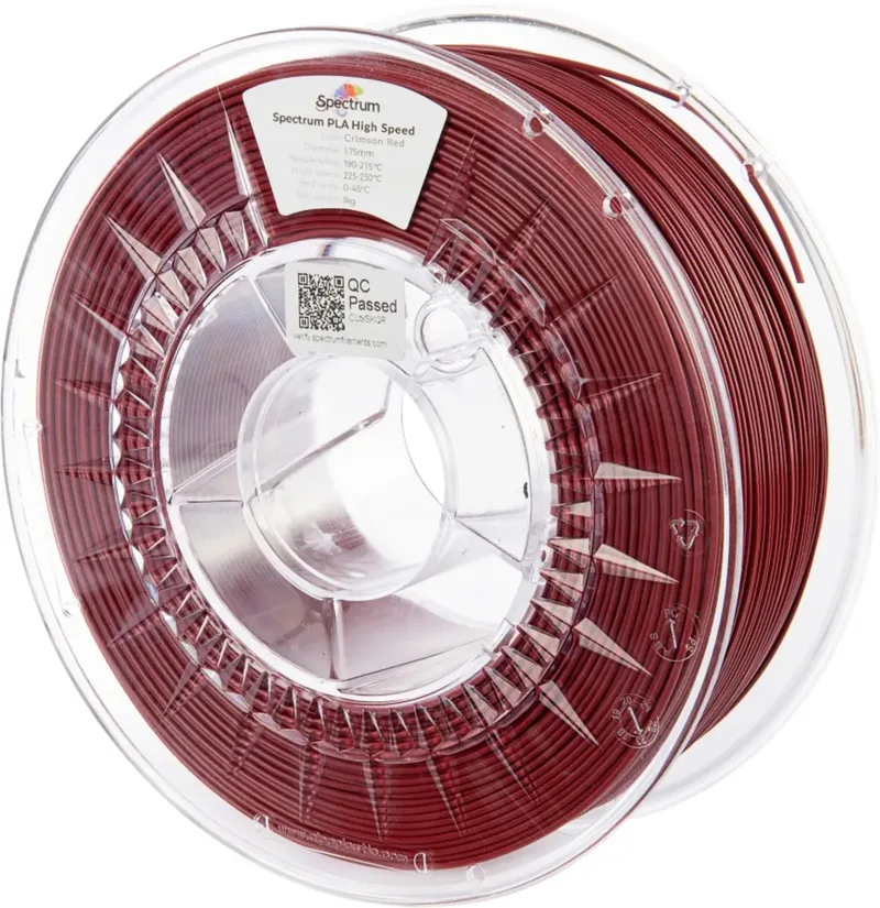 Spectrum Filaments 81055 PLA High Speed Filament PLA Highspeed Filament, hohe Steifigkeit, hohe Zugfestigkeit 1.75 mm 1000 g Crimson Red, Crimson, Rot 1 St. von Spectrum Filaments – Produktfoto
