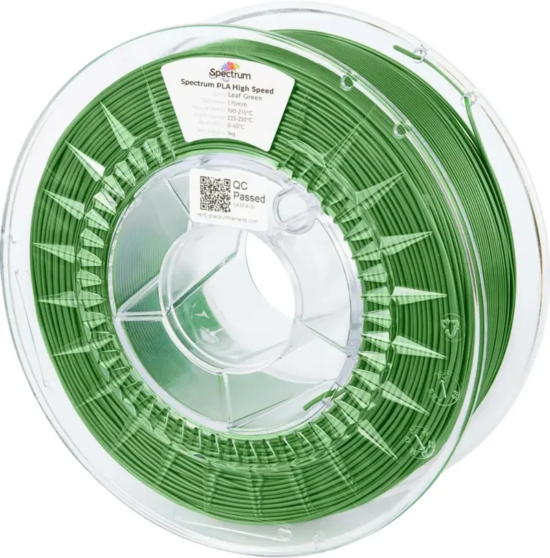 Spectrum Filaments 81060 PLA High Speed Filament PLA Highspeed Filament, hohe Steifigkeit, hohe Zugfestigkeit 1.75 mm 1000 g Leaf Green, Grün 1 St. von Spectrum Filaments – Produktfoto