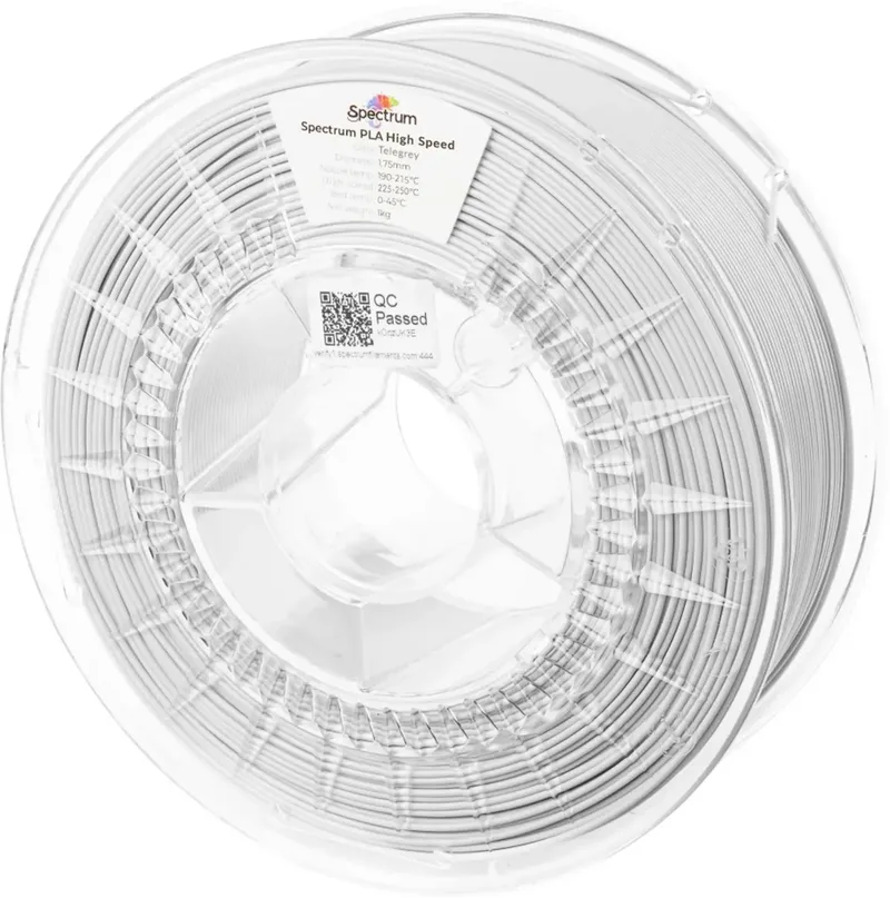 Spectrum Filaments 81068 PLA High Speed Filament PLA Highspeed Filament, hohe Steifigkeit, hohe Zugfestigkeit 1.75 mm 1000 g Telegrey, Grau 1 St. von Spectrum Filaments – Produktfoto