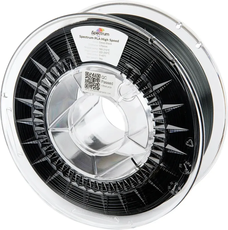Spectrum Filaments 81071 PLA High Speed Filament PLA Highspeed Filament, hohe Steifigkeit, hohe Zugfestigkeit 1.75 mm 1000 g Deep Black, Schwarz 1 St. von Spectrum Filaments – Produktfoto