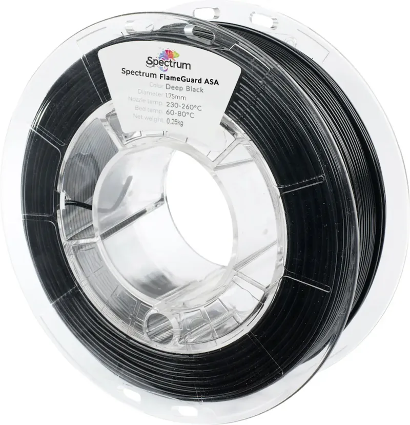 Spectrum Filaments 81441 FlameGuard ASA 275 Filament ASA flammhemmend, hitzebeständig, UV-beständig, witterungsbeständig 1.75 mm 250 g Deep Black, Schwarz 1 St. von Spectrum Filaments – Produktfoto