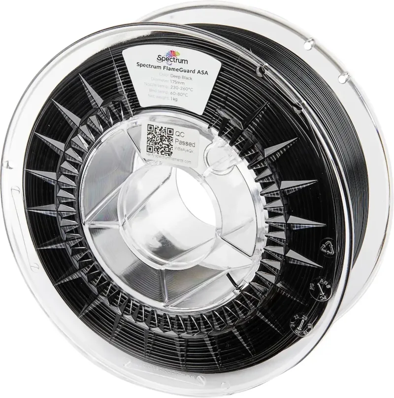 Spectrum Filaments 81443 FlameGuard ASA 275 Filament ASA flammhemmend, hitzebeständig, UV-beständig, witterungsbeständig 1.75 mm 1000 g Deep Black, Schwarz 1 von Spectrum Filaments – Produktfoto