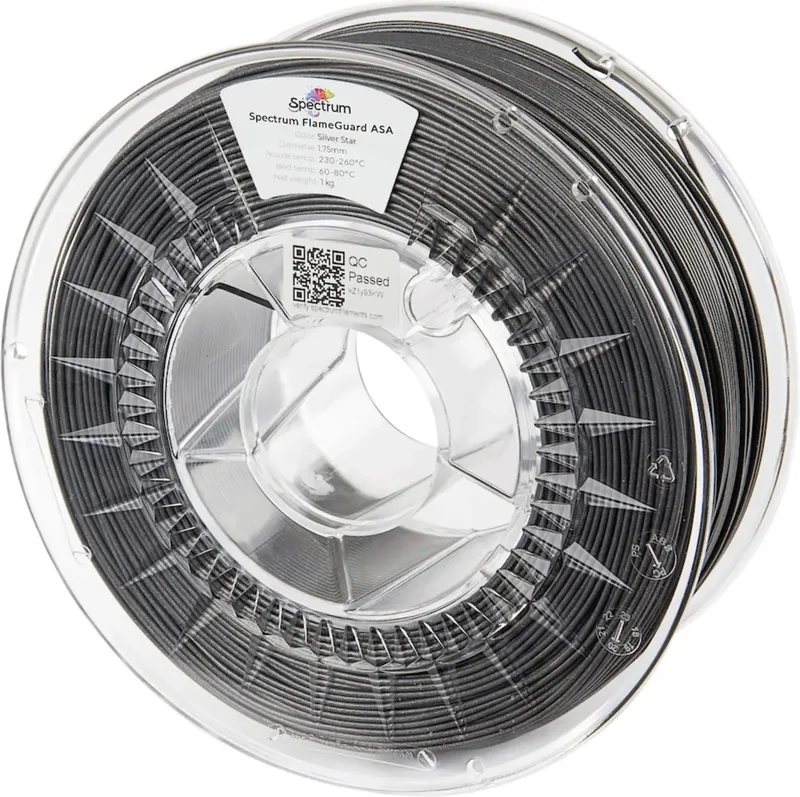 Spectrum Filaments 81446 FlameGuard ASA 275 Filament ASA flammhemmend, hitzebeständig, UV-beständig, witterungsbeständig 1.75 mm 1000 g silver star, Silber 1 von Spectrum Filaments – Produktfoto