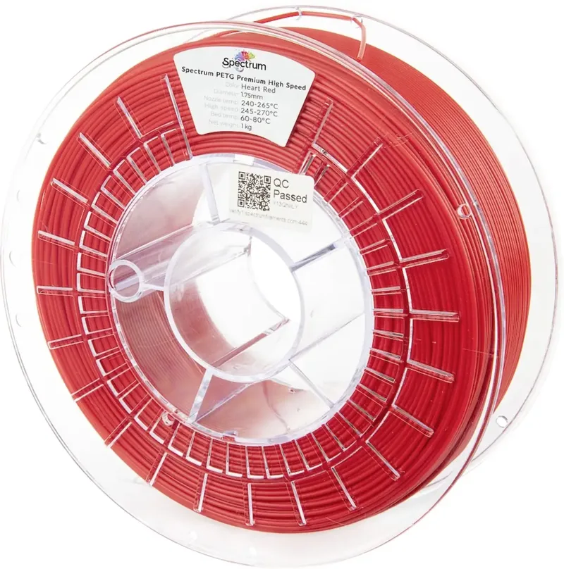Spectrum Filaments 81544 PETG Premium High Speed Filament PETG Highspeed Filament, chemisch beständig 1.75 mm 1000 g Heart Red, Rot 1 St. von Spectrum Filaments – Produktfoto