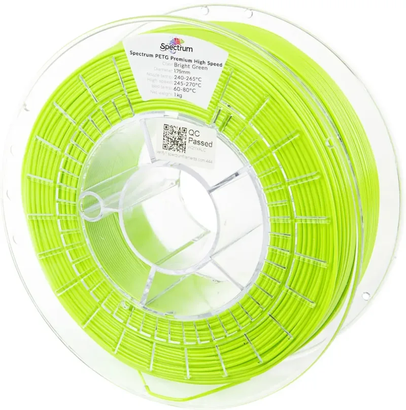 Spectrum Filaments 81546 PETG Premium High Speed Filament PETG Highspeed Filament, chemisch beständig 1.75 mm 1000 g Bright Green 1 St. von Spectrum Filaments – Produktfoto