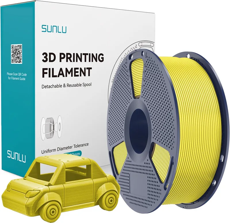 PETG 3D Filament 1.75mm 1kg van Sunlu in Geel – productfoto