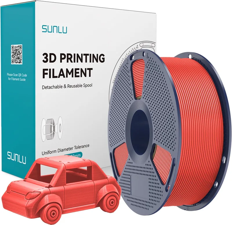 PETG 3D Filament 1.75mm 1kg van Sunlu in Kersen Rood – productfoto