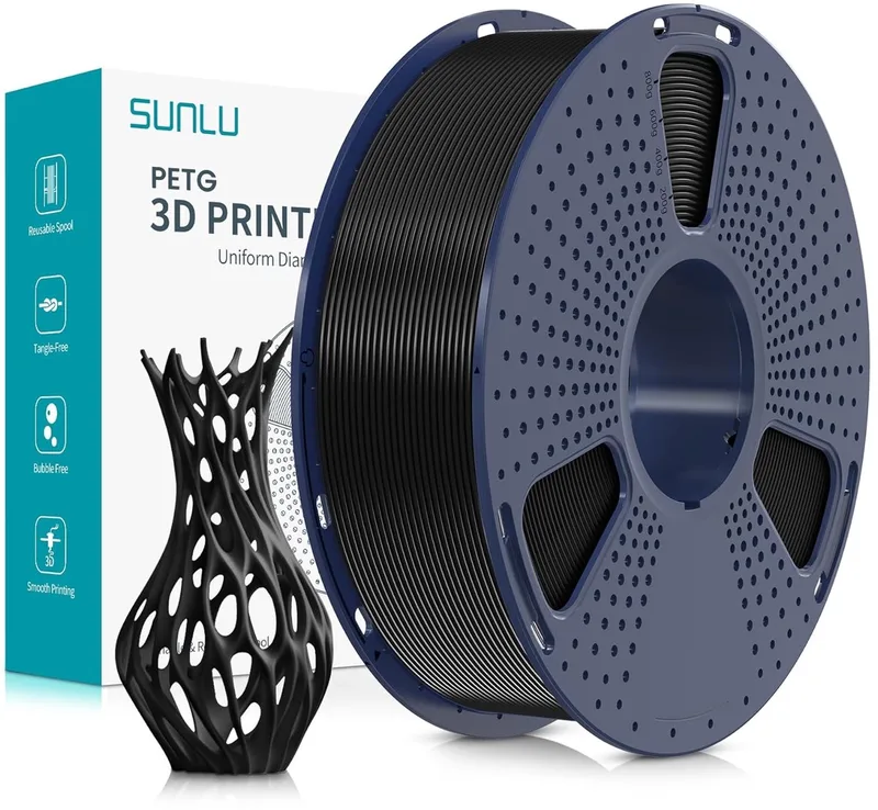 PETG Zwart / Black 1 kg - 1.75mm - 3D printer filament by Sunlu in Black – product photo