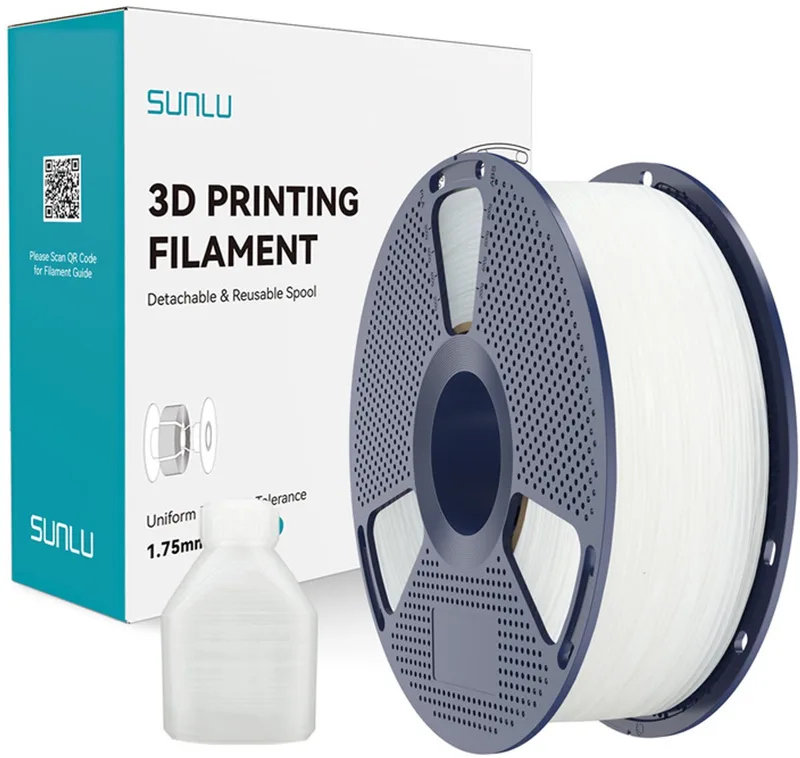PLA - 1kg - 1.75mm - 3D Filament van Sunlu in Wit – productfoto