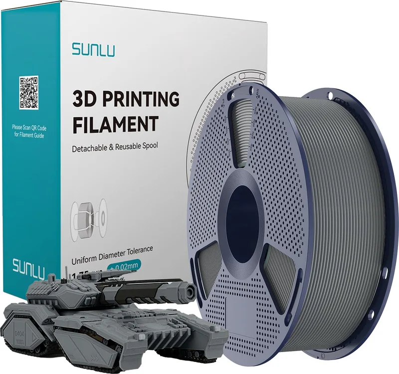 PLA 3D-filament 1.75mm 1kg fra Sunlu, Grå – produktbillede