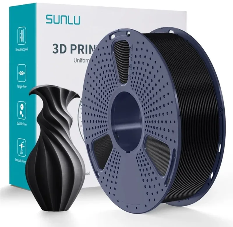 PLA filament 1.75 mm 1kg van Sunlu in Zwart – productfoto