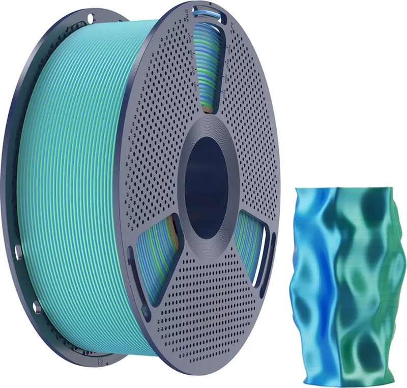 PLA+ Silk Dual Color Filament 1,75mm – 1kg by Sunlu in Blauw Groen – product photo
