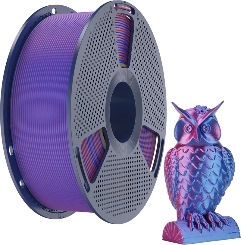 PLA+ Silk Dual Color Filament 1,75mm – 1kg van Sunlu in Rood Blauw – productfoto