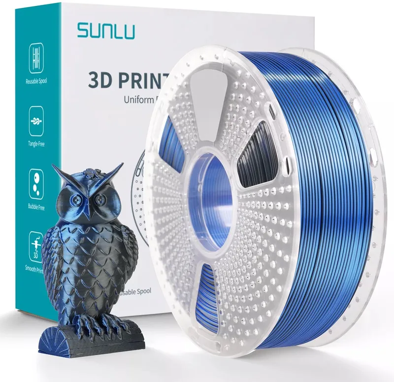 Silk PLA+ Dual Color Zwart blauw zijdeglans van Sunlu in Zwart blauw zijdeglans, Black blue – productfoto