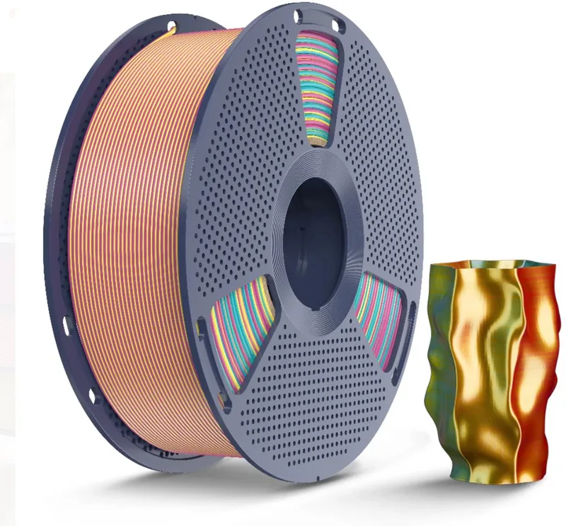 Silk PLA+ Tri-Color Filament – 1kg – Red Yellow Green (Rood Geel Groen) van Sunlu in Redyellowgreen – productfoto