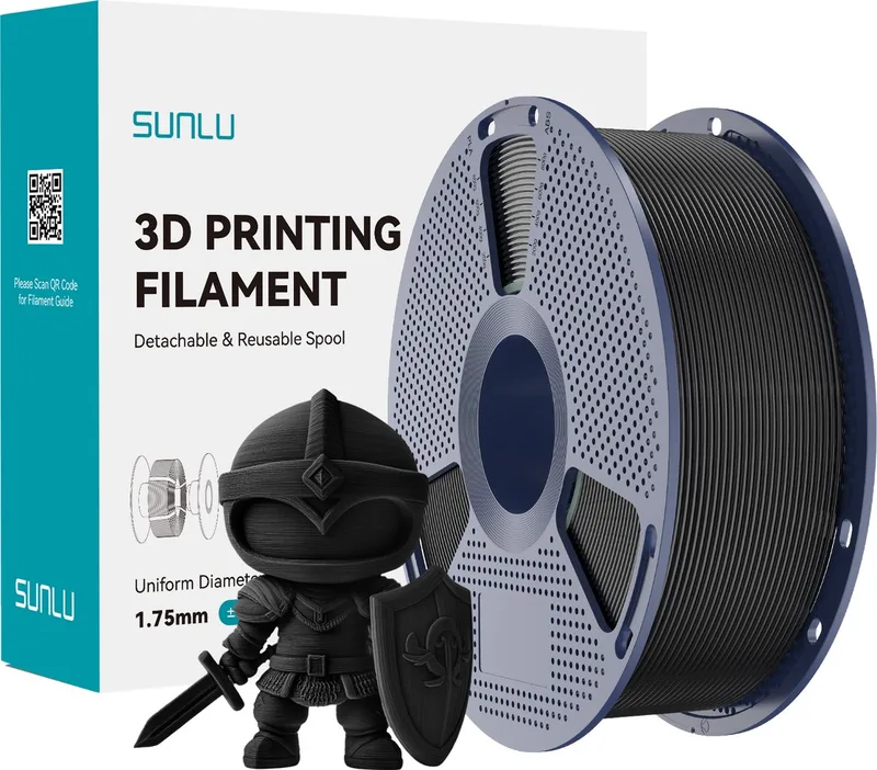 SUNLU 3D-filament PLA+ 1.75mm van Sunlu in Zwart – productfoto