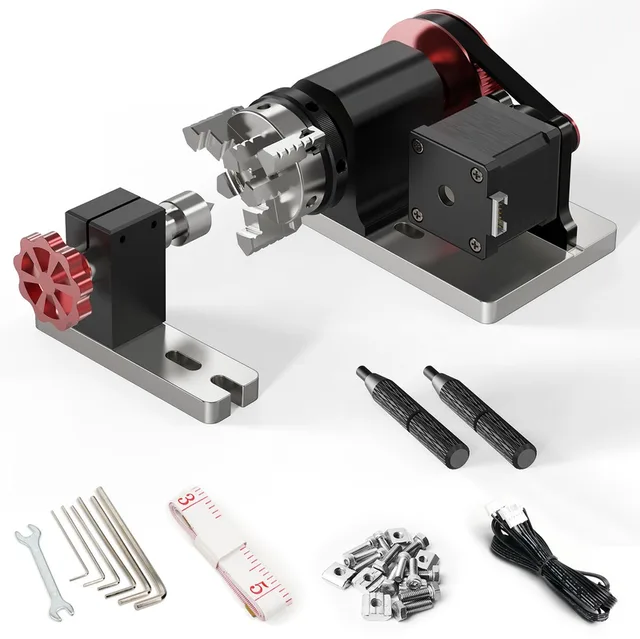 Fourth Axis Rotary Module Kit - CNC Rotatiemodule Kit - voor Twotrees TTC450 & TTC450 Pro Lasergraveermachine - Y-as Rotatieroller - met 360° Draaiing - voor het Lasergraveren van Cilindrische Voorwerpen en Blikjes