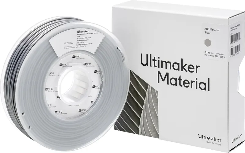 ABS - M2560 Silver 750 - 206127 Filament ABS kunststof 2.85 mm 750 g Zilver 1 stuk(s) by UltiMaker – product photo