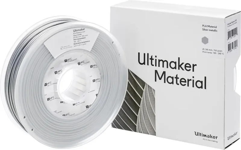 PLA - M0751 Silver Metallic 750 - 211399 Filament PLA kunststof 2.85 mm 750 g Zilver (metallic) 1 stuk(s) van UltiMaker – productfoto