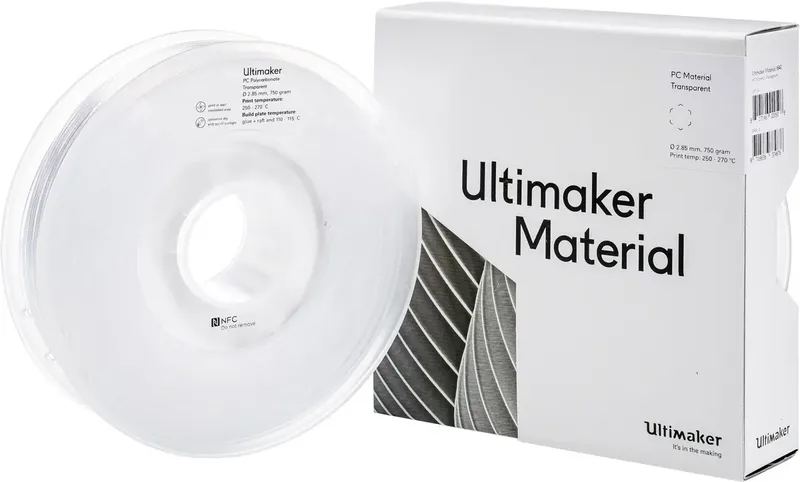 UltiMaker 8718836374876 PCA - M3577 Transparent 750 - 212674 Filament PC (polycarbonaat) 2.85 mm 750 g Transparant 1 stuk(s) by UltiMaker – product photo